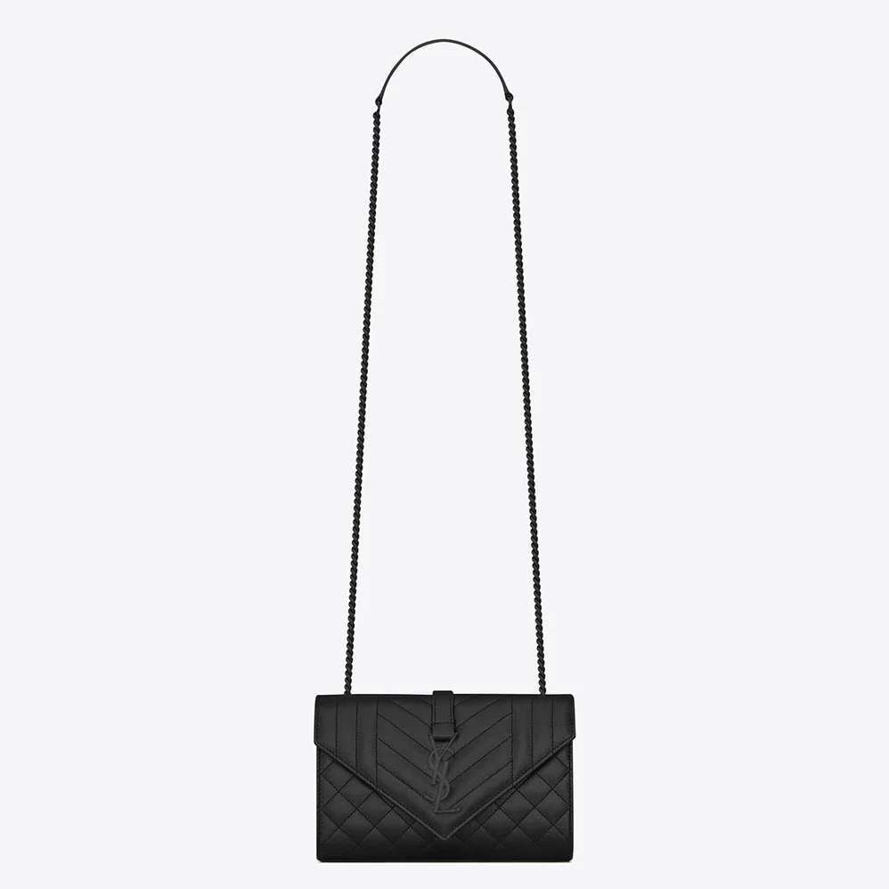 Saint Laurent YSL Envelope Small Bag in Mix Matelasse Grain DE Poudre Embossed Leather for Women in Black Saint Laurent YSL Envelope Small Bag in Mix Matelasse Grain DE Poudre Embossed Leather for Women in Black