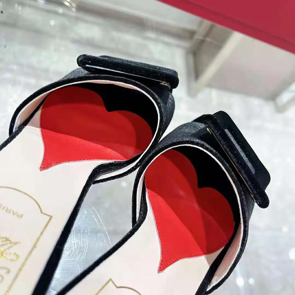 Roger Vivier Cube Strass Heel Mules in Satin for Women in Black Roger Vivier Cube Strass Heel Mules in Satin for Women in Black