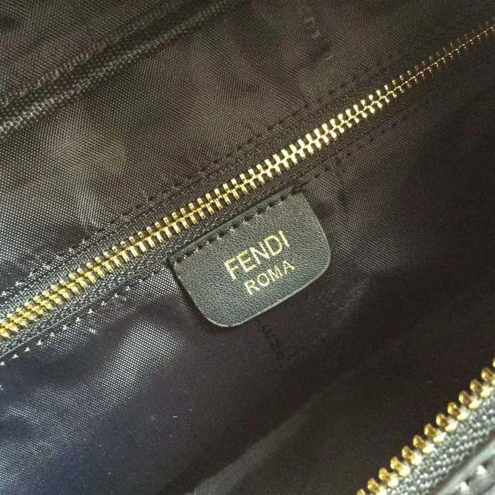 Fendi Small Boston Leather Bag in Large Size for Women in Black Fendi Small Boston Leather Bag in Large Size for Women in Black