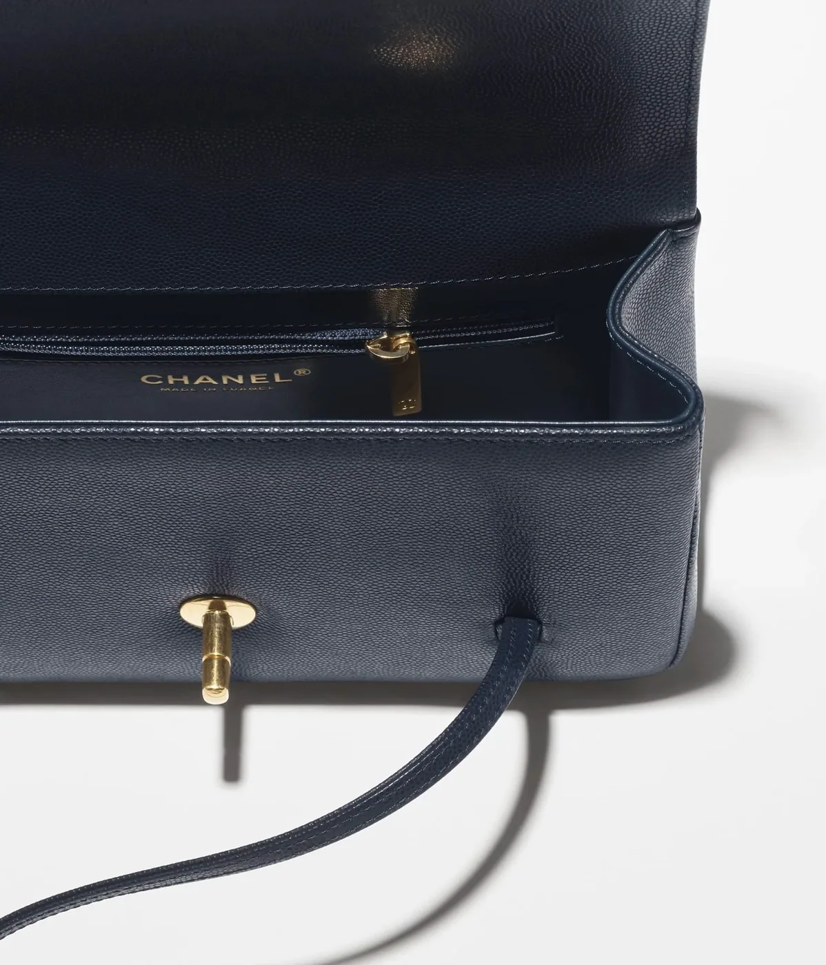 Chanel Flap Bag Small Shoulder in Dark Blue Gold Hardware