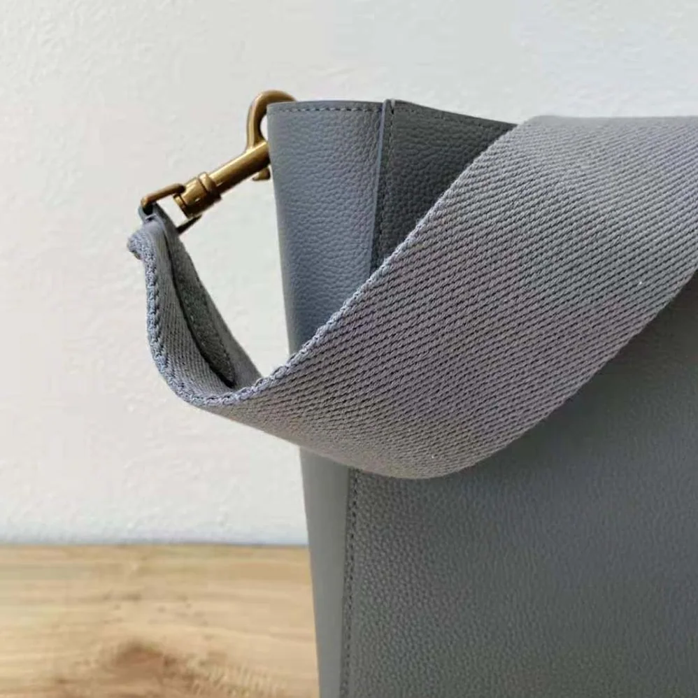 Celine Sangle Small Bucket Bag in Soft Grained Calfskin for Women in Silver
