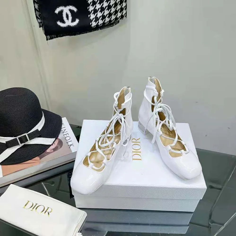 Dior Arty Lace-up Ankle Boot White Patent Calfskin for Women Dior Arty Lace-up Ankle Boot White Patent Calfskin for Women