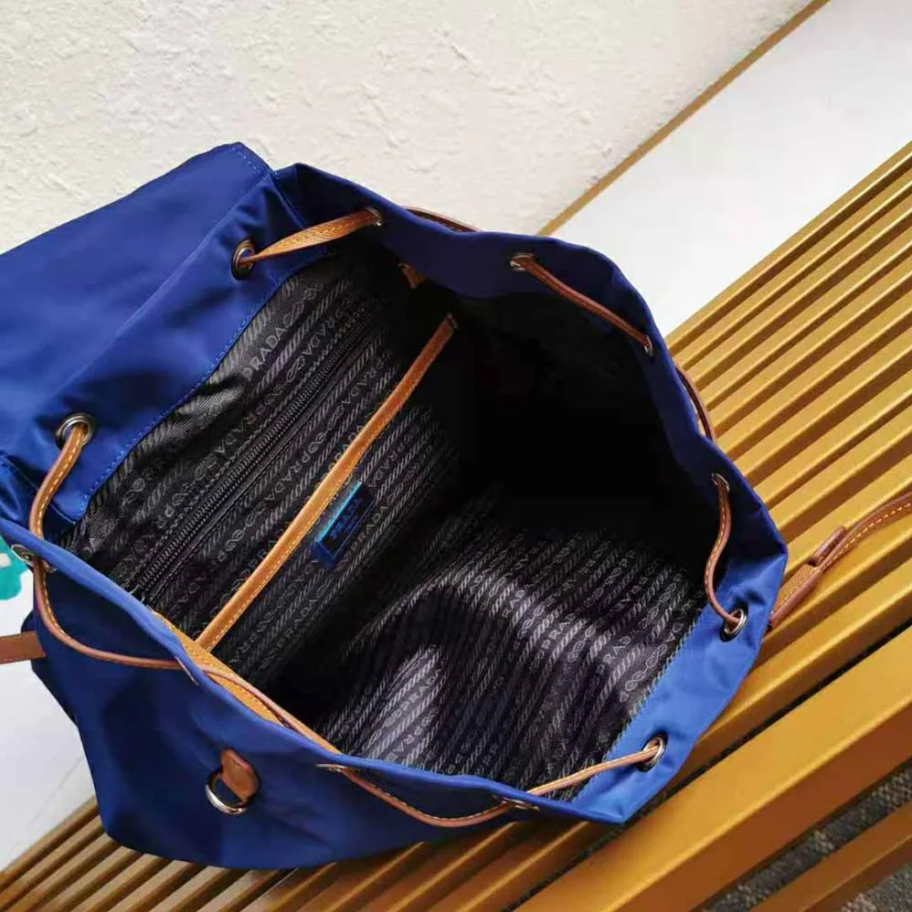 Prada Nylon and Saffiano Leather Backpack for Women in Blue