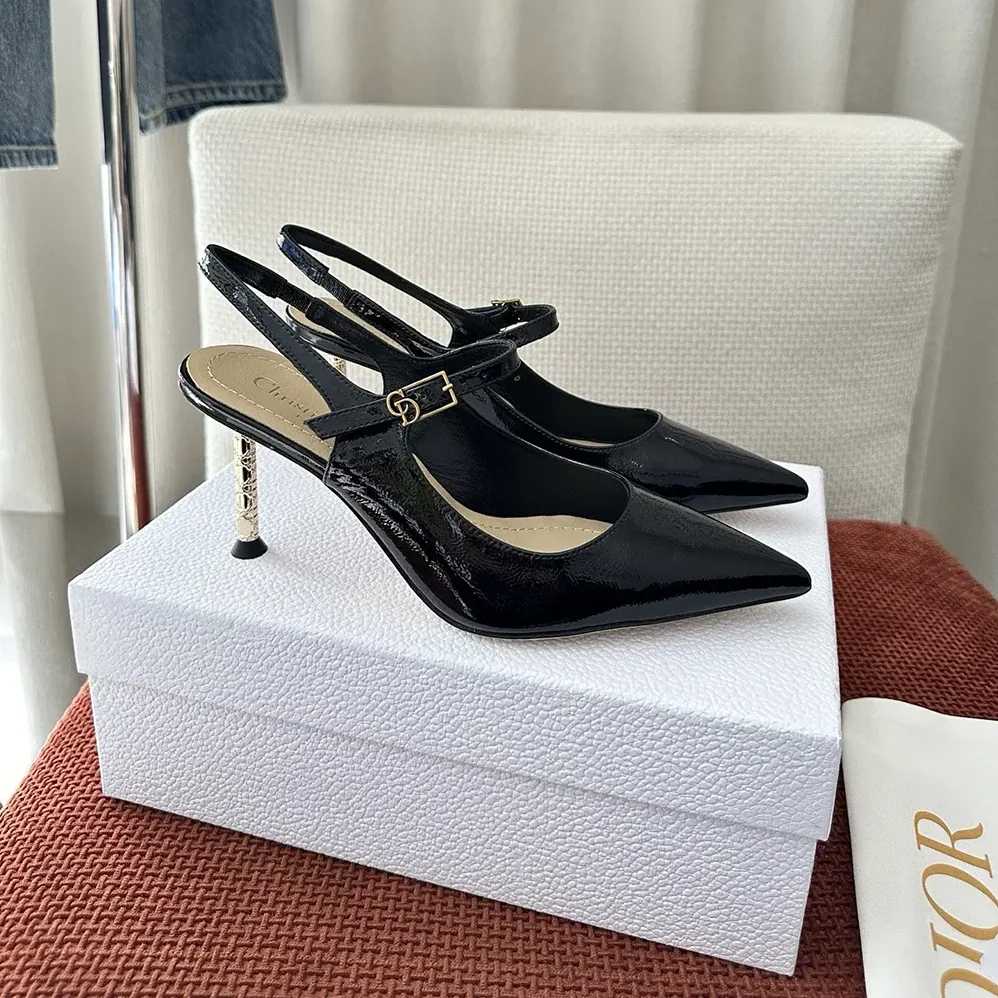 Dior Icon Slingback Pump Black Crinkled Patent Calfskin for Women Dior Icon Slingback Pump Black Crinkled Patent Calfskin for Women