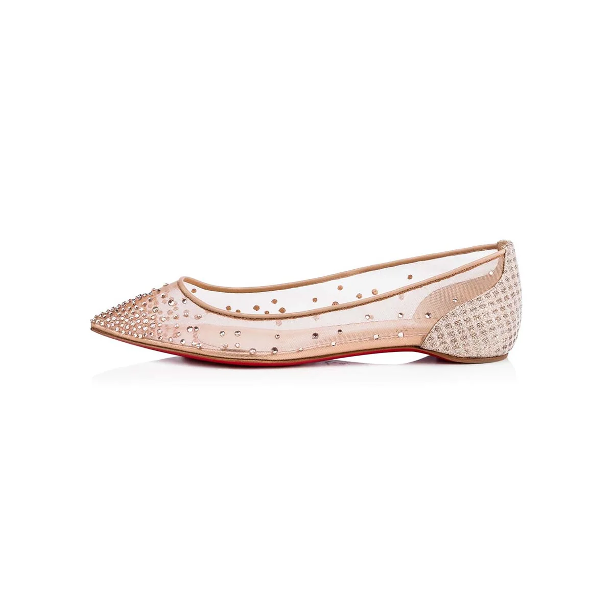 Christian Louboutin Follies Strass Flat Mesh Upper with Crystals Shoes Sandy for Women Christian Louboutin Follies Strass Flat Mesh Upper with Crystals Shoes Sandy for Women