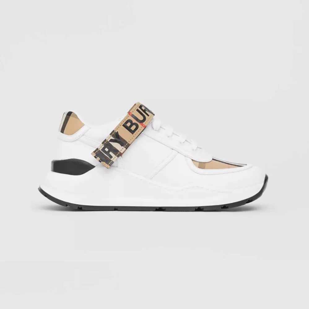 Burberry Logo Detail Leather and Nylon Sneakers for Unisex in White
