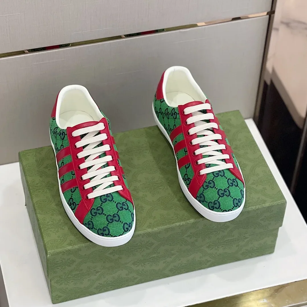 Gucci x Adidas GG Sneakers Green Red for Men Gucci x Adidas GG Sneakers Green Red for Men