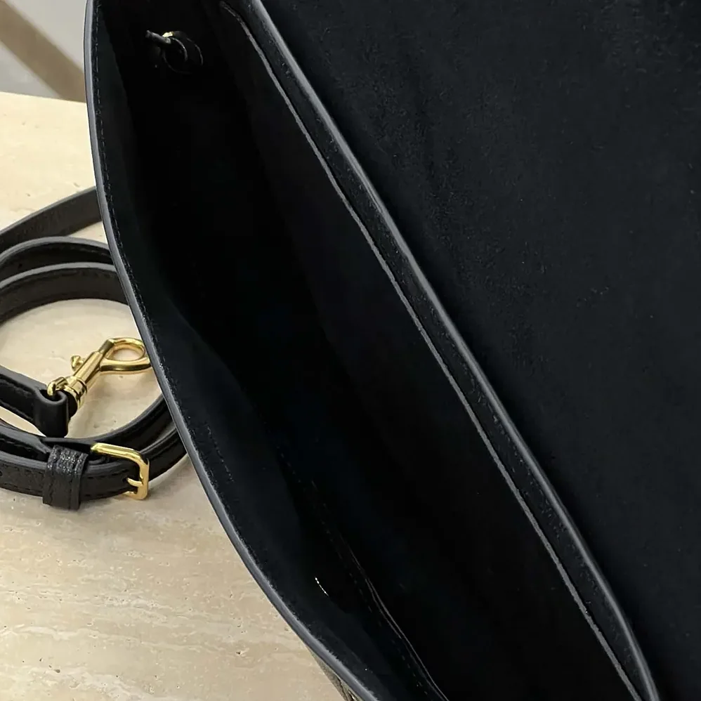 Celine Little Halfmoon Soft Triomphe in Supple Shiny Lambskin for Women in Black Celine Little Halfmoon Soft Triomphe in Supple Shiny Lambskin for Women in Black