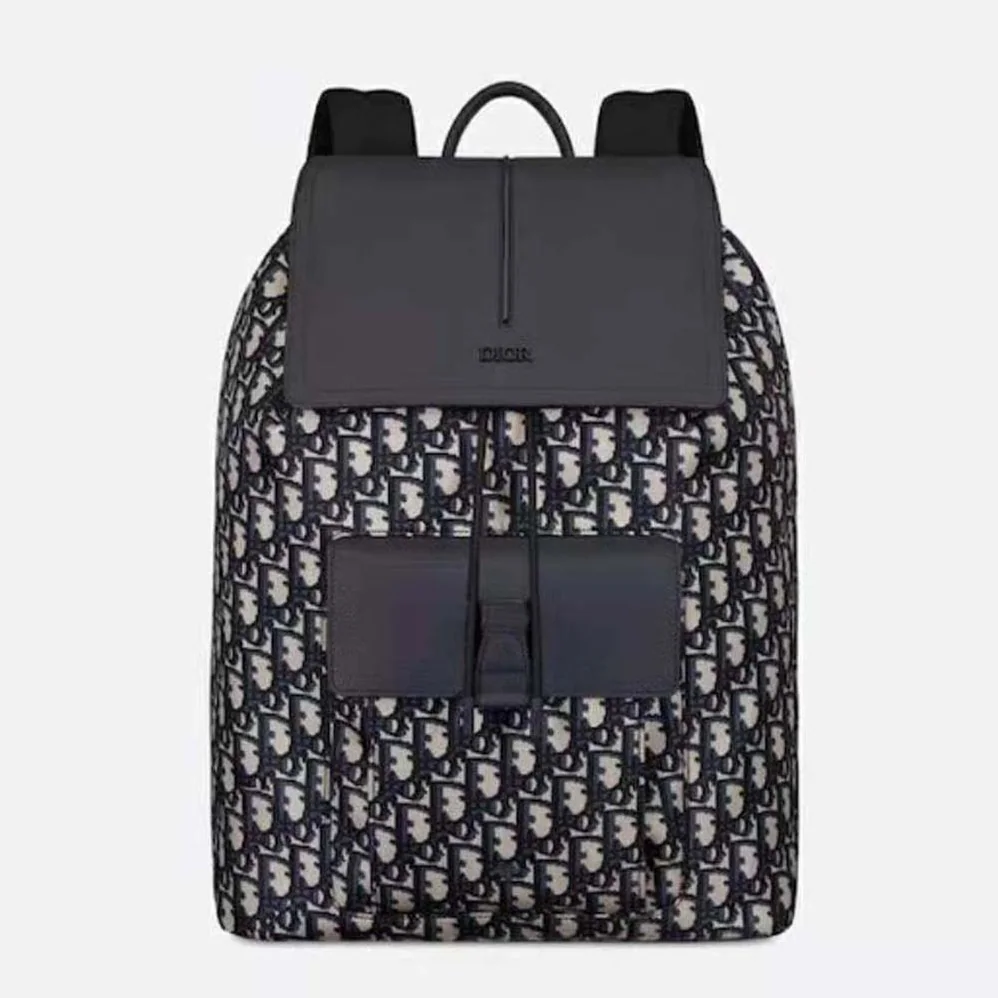 Dior Motion Backpack Beige and Black Dior Oblique Jacquard and Black Grained Calfskin for Men Dior Motion Backpack Beige and Black Dior Oblique Jacquard and Black Grained Calfskin for Men