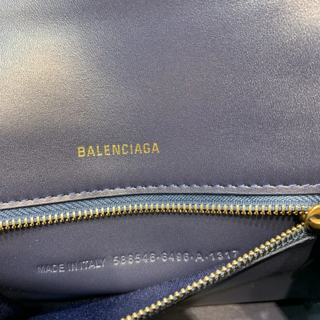 Balenciaga Hourglass Small Handbag In Dark Blue