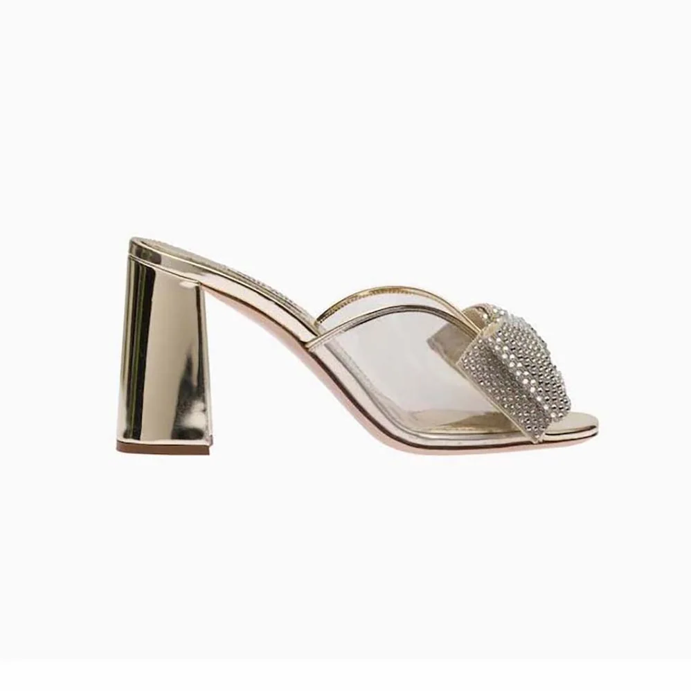 Miu Miu Vinyl and Metallic Leather Sandals with Crystals for Women