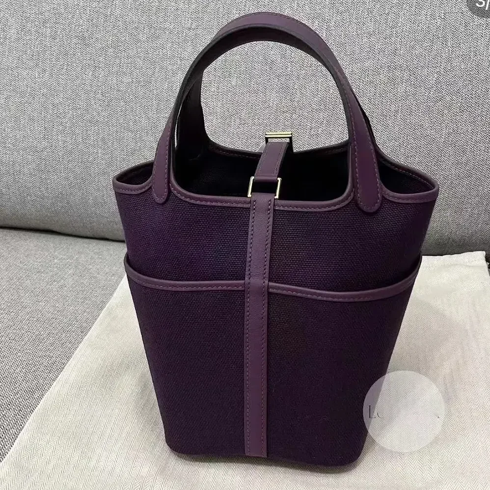 Hermes Picotin Lock 18 Pockets in Goeran Canvas Leather for Women in Purple