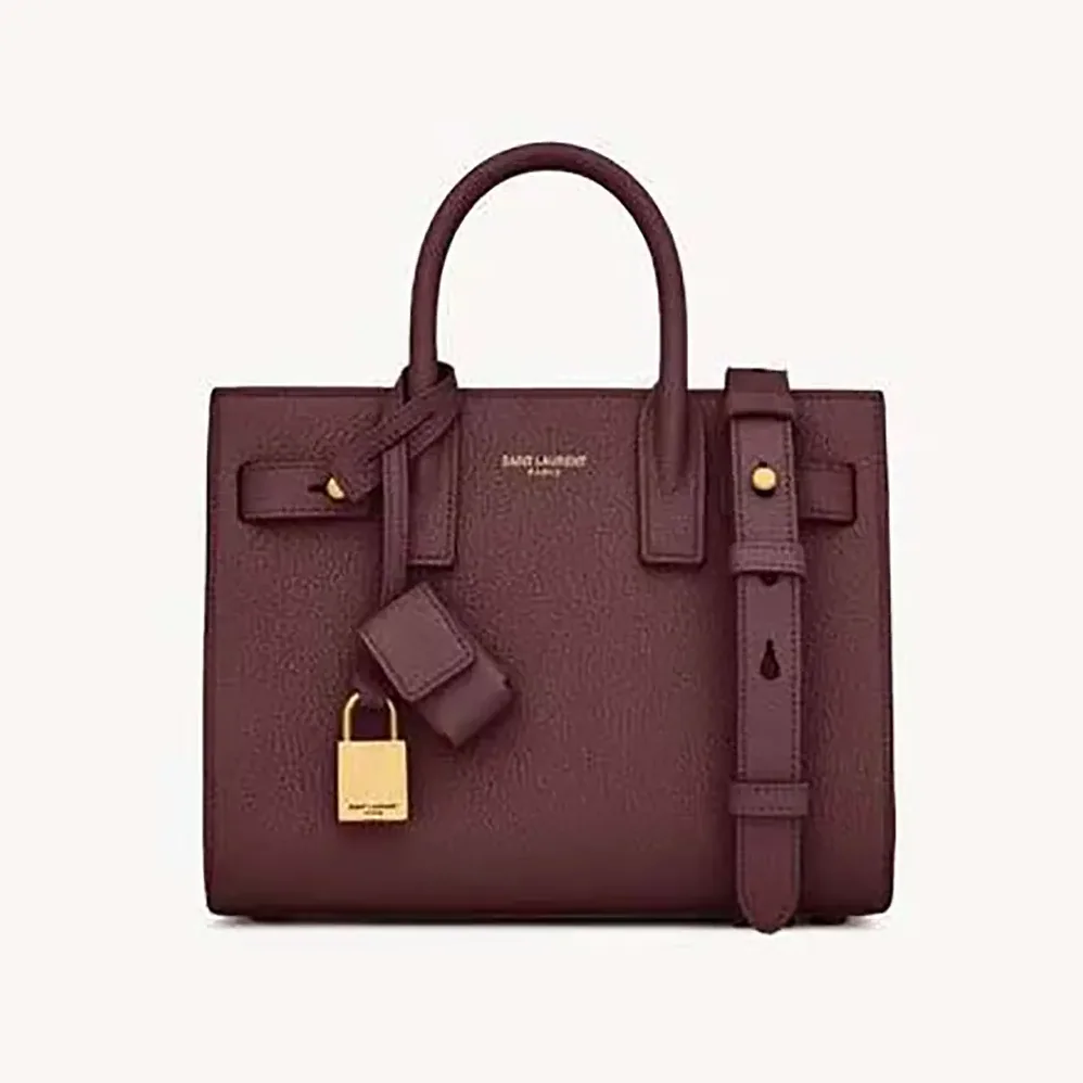 Saint Laurent YSL Nano Sac De Jour In Supple Grained Leather for Women in Maroon Saint Laurent YSL Nano Sac De Jour In Supple Grained Leather for Women in Maroon