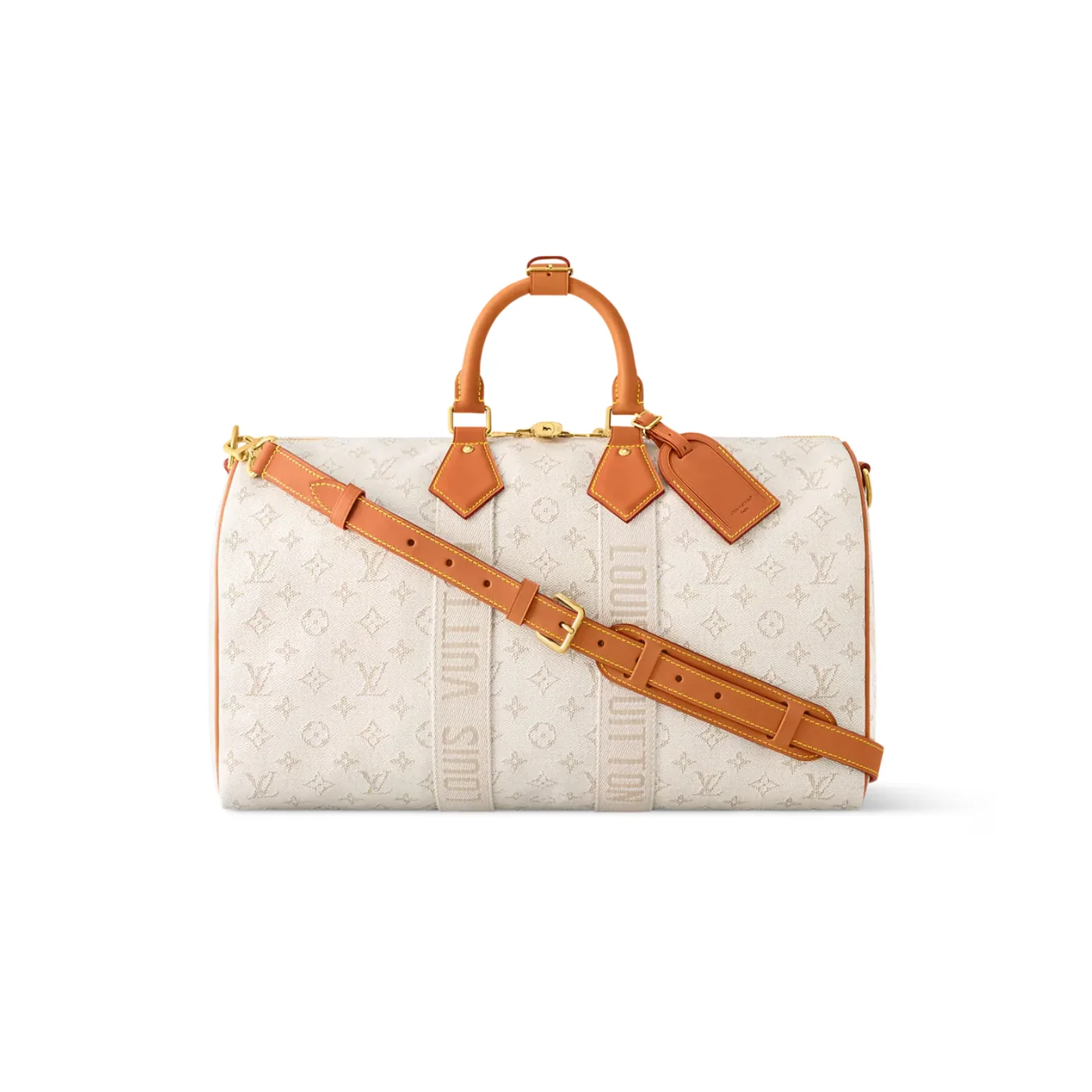 Louis Vuitton Keepall Bandouliere 45 Travel Bag / Off in White Gold Hardware