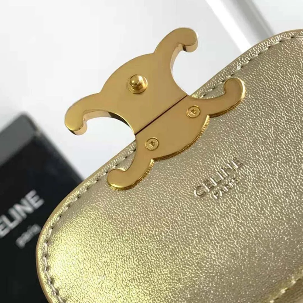 Celine Mini Triomphe in Sequins and Calfskin for Women in Gold Celine Mini Triomphe in Sequins and Calfskin for Women in Gold