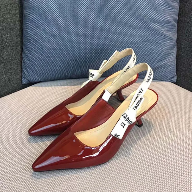 Dior Sling-Back Patent Leather J'Adior Ribbon 6.5cm Shoes for Women in Red