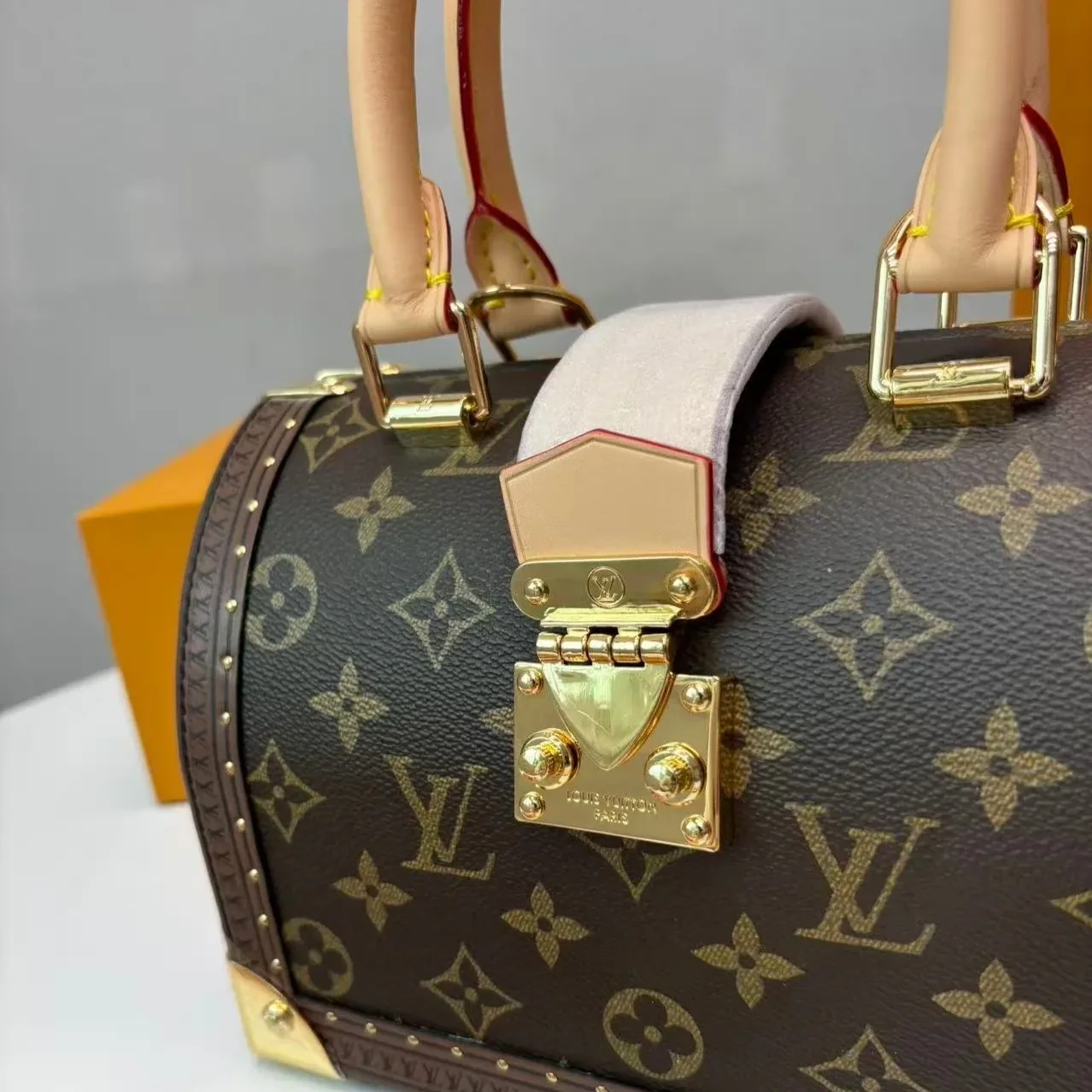Louis Vuitton Speedy Trunk 20 Top Handle Bag in Monogram Brown Gold Hardware