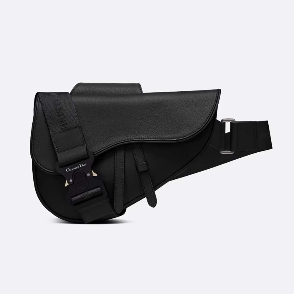 Dior Essentials Saddle Bag Black Grained Calfskin for Men