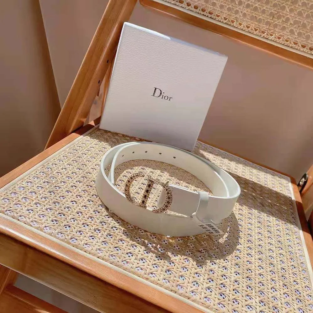 Dior 30 Montaigne Crystals Belt Latte Smooth Calfskin and Silver-Tone Crystals 27 MM for Women Dior 30 Montaigne Crystals Belt Latte Smooth Calfskin and Silver-Tone Crystals 27 MM for Women
