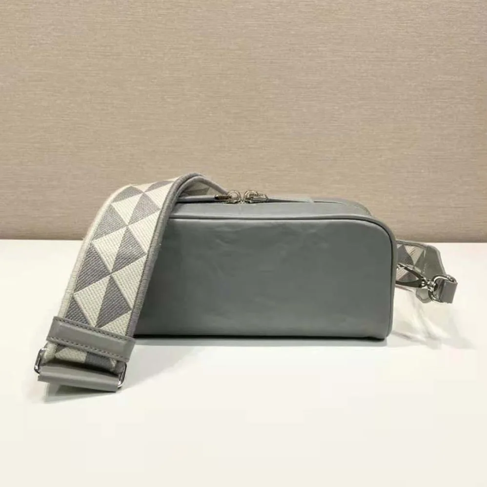 Prada Nappa Antique Leather Multi-Pocket Shoulder Bag for Women in Gray