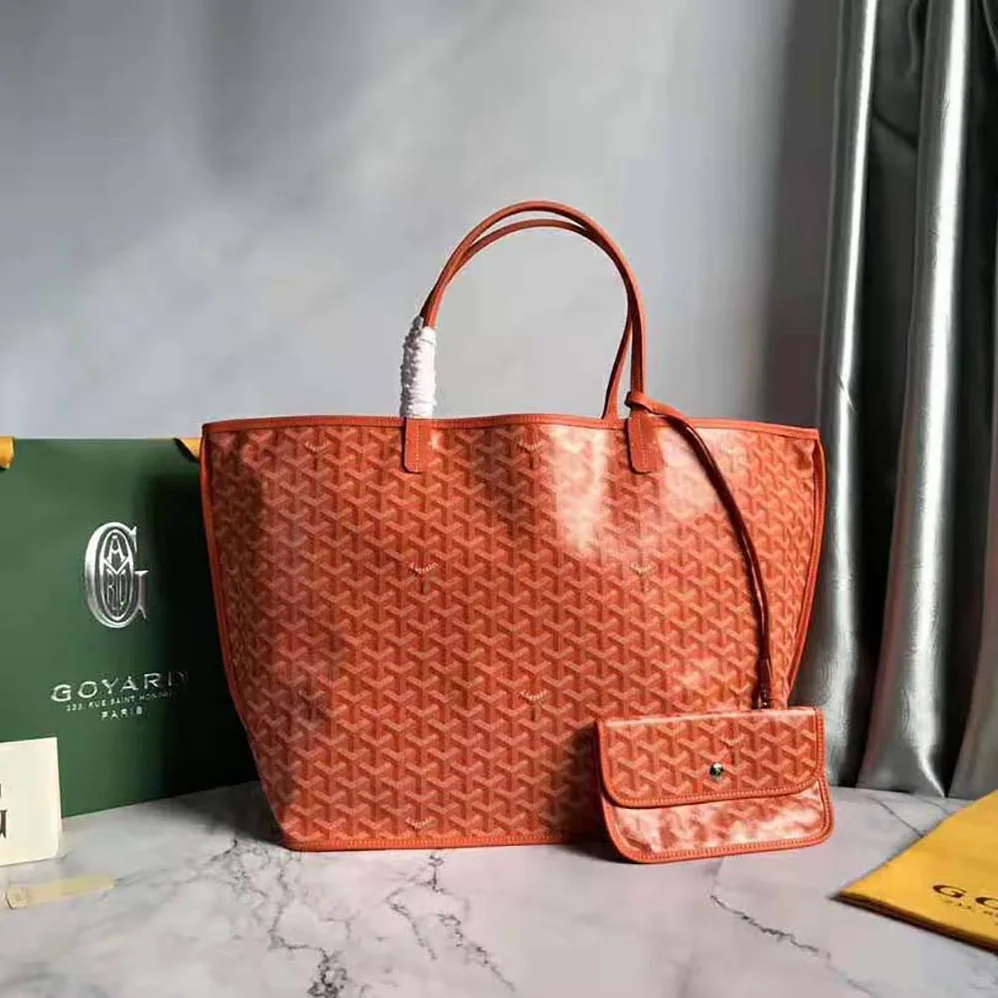 Goyard Sac Saint Louis GM in Goyardine Canvas & Chevroches Calfskin for Women in Orange