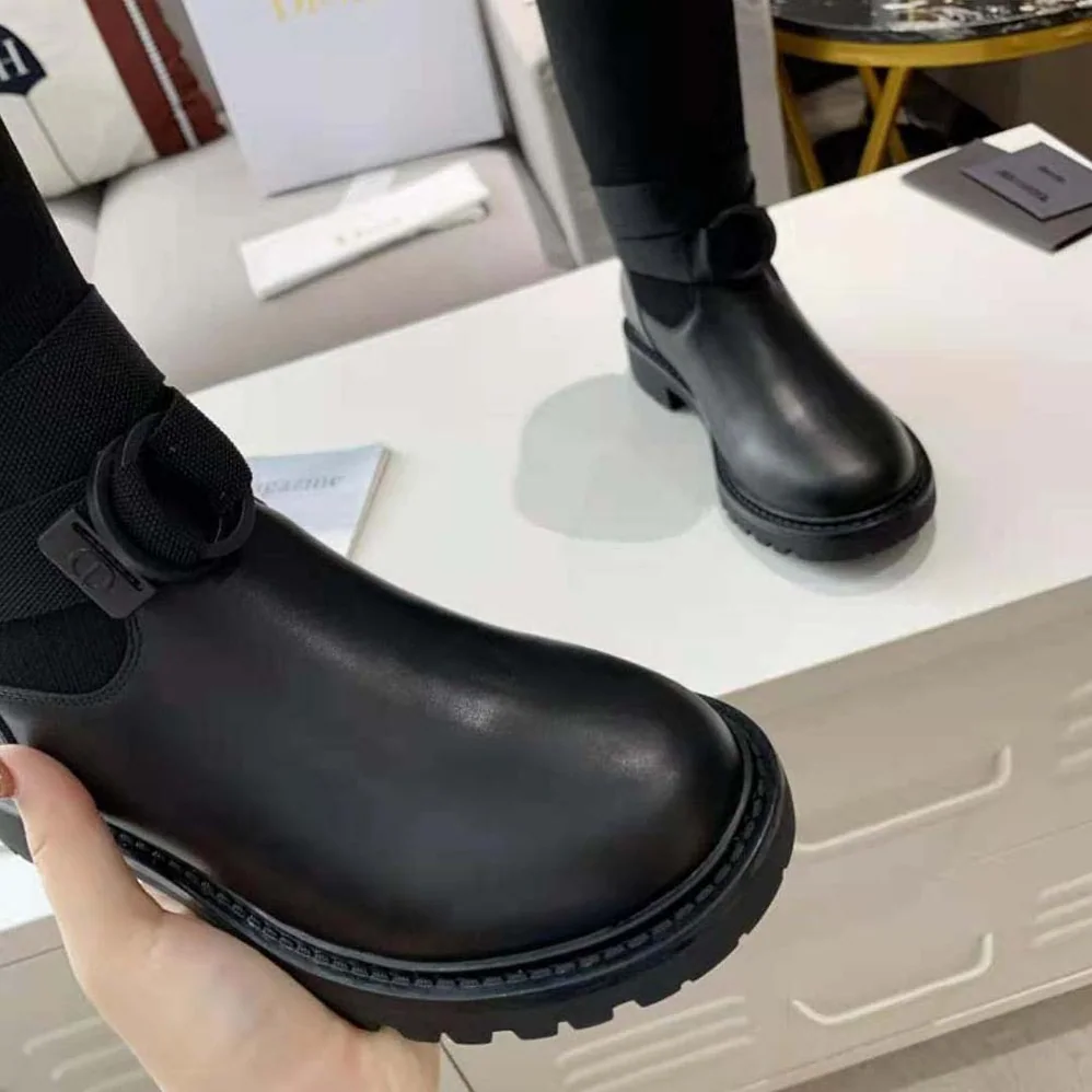 Dior D-Major Boot Black Technical Fabric and Calfskin for Women