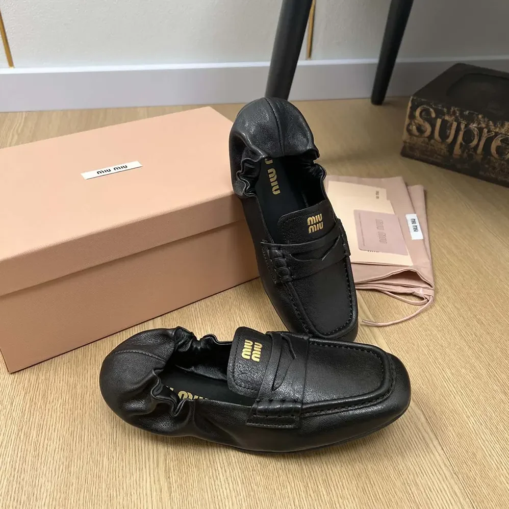 Miu Miu Nappa leather loafers for Women in Black