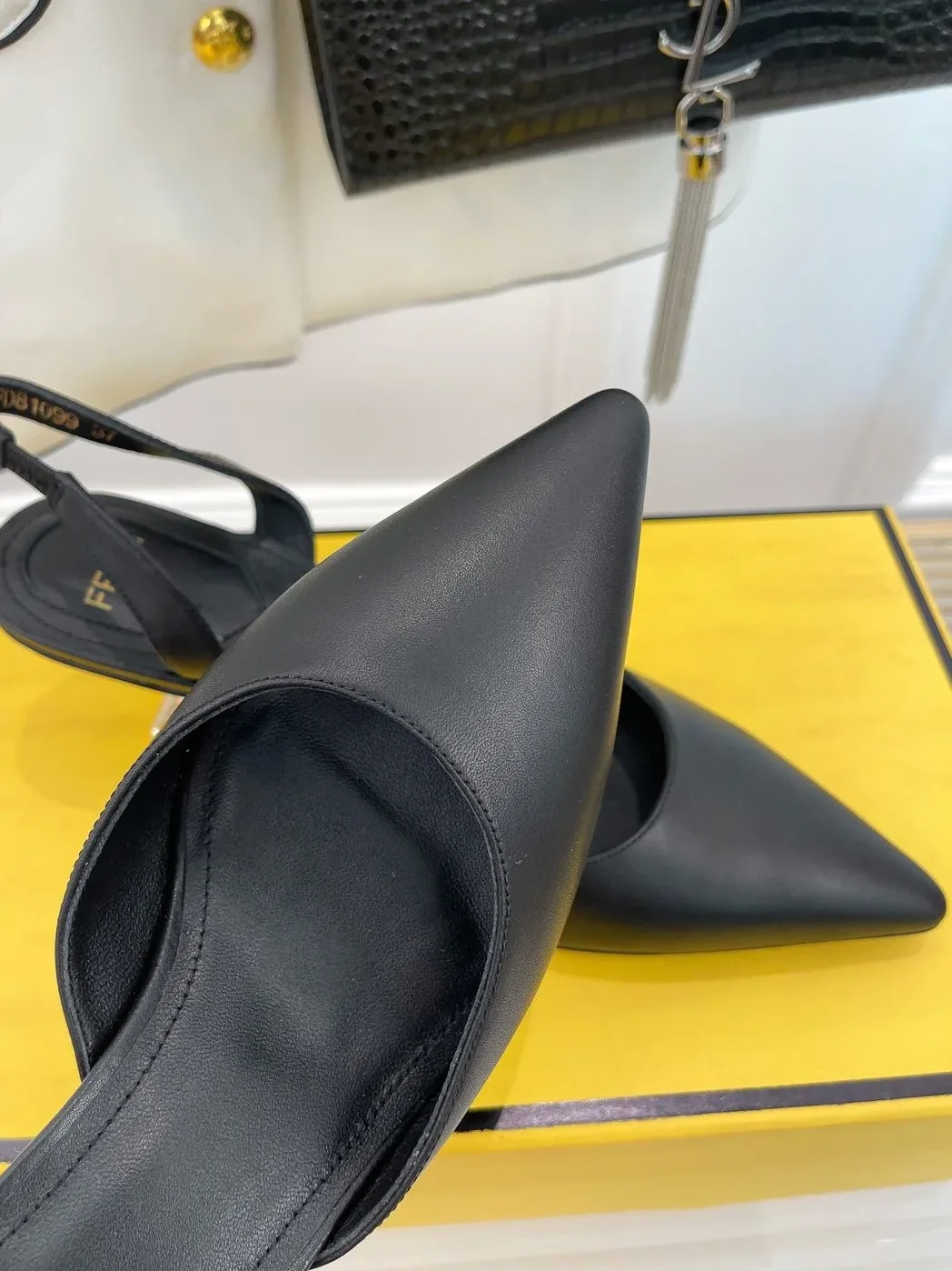 Fendi First Black High-Heeled Slingbacks 8J8367NA7F0QA1