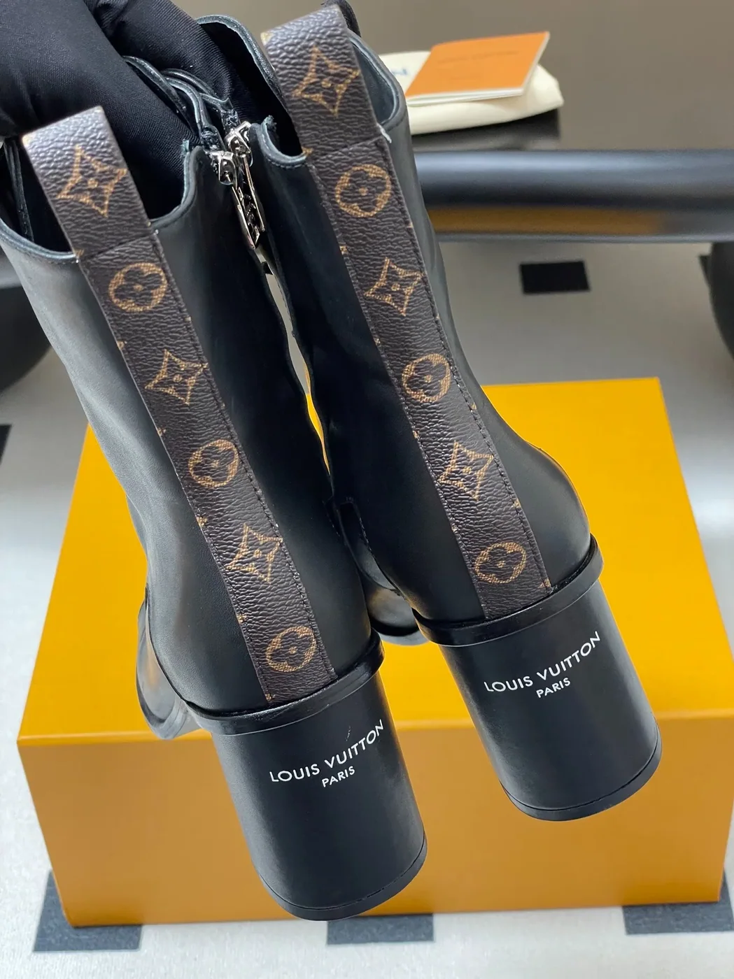 Louis Vuitton Berlin Open Toe Ankle Boots Black 1AIBRU Louis Vuitton Berlin Open Toe Ankle Boots Black 1AIBRU
