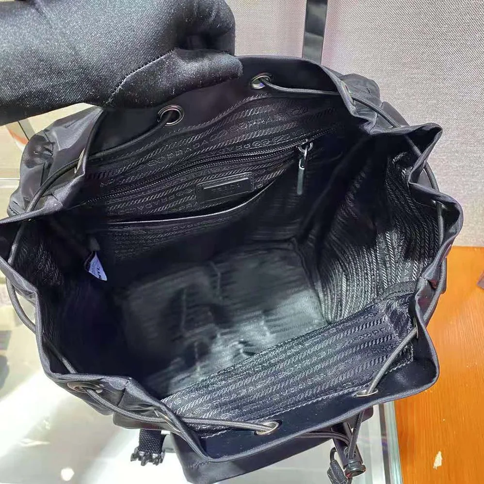 Prada Re-Nylon and Saffiano Leather Backpack for Women in Black