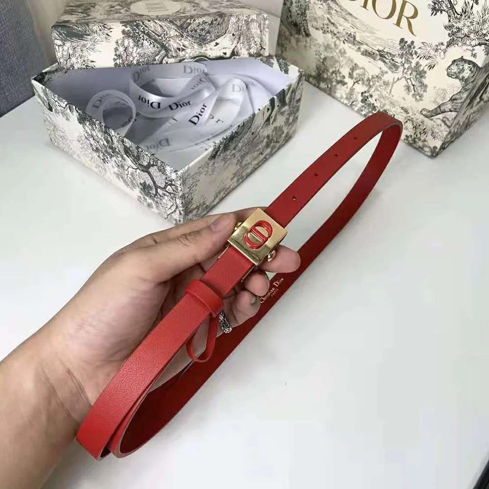 Dior Diorpolytechnique Belt Bright Red Smooth Calfskin 17 MM for Women