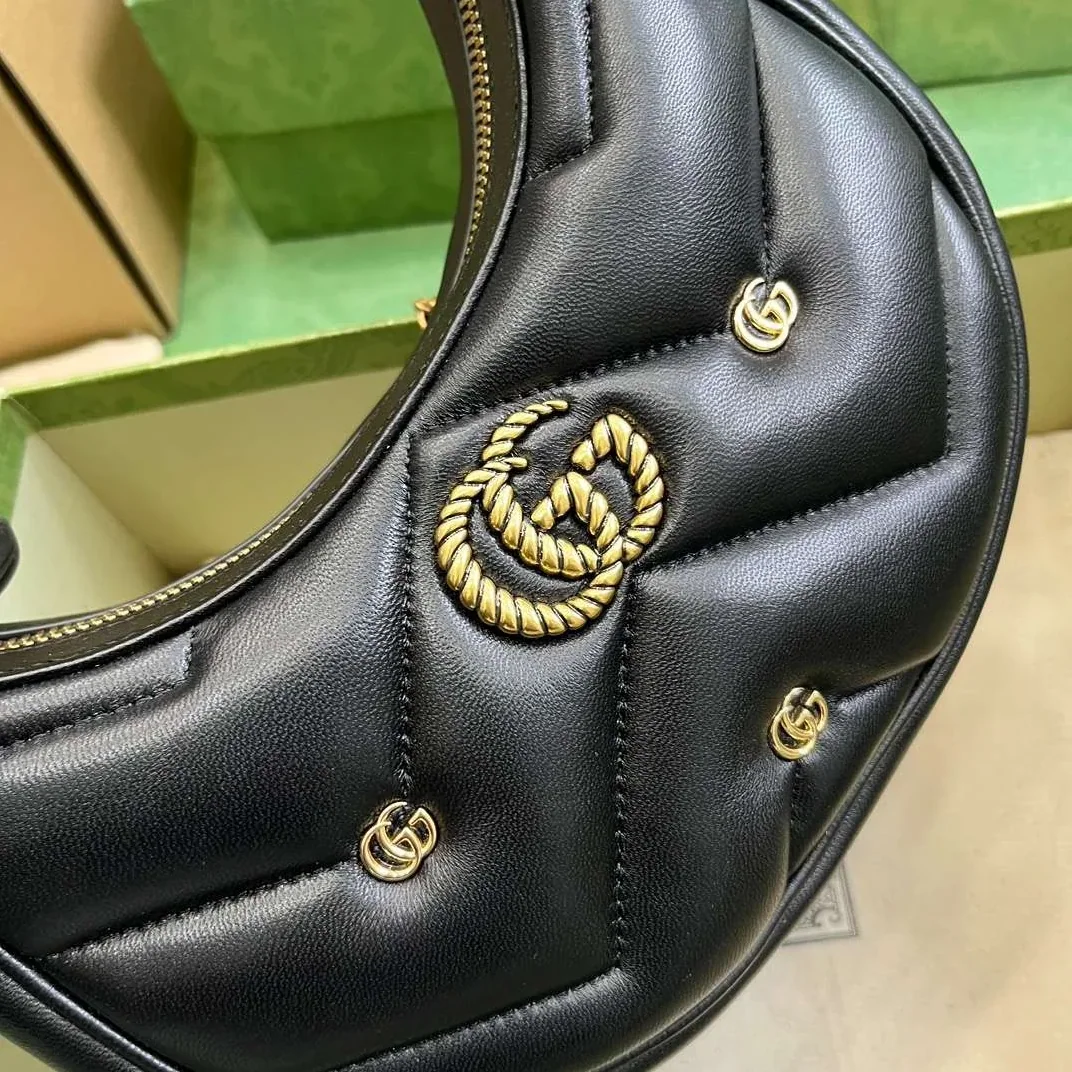 Gucci Marmont Half Moon Shaped Mini Bag Black / Gucci Marmont Half Moon Shaped Mini Bag Black /