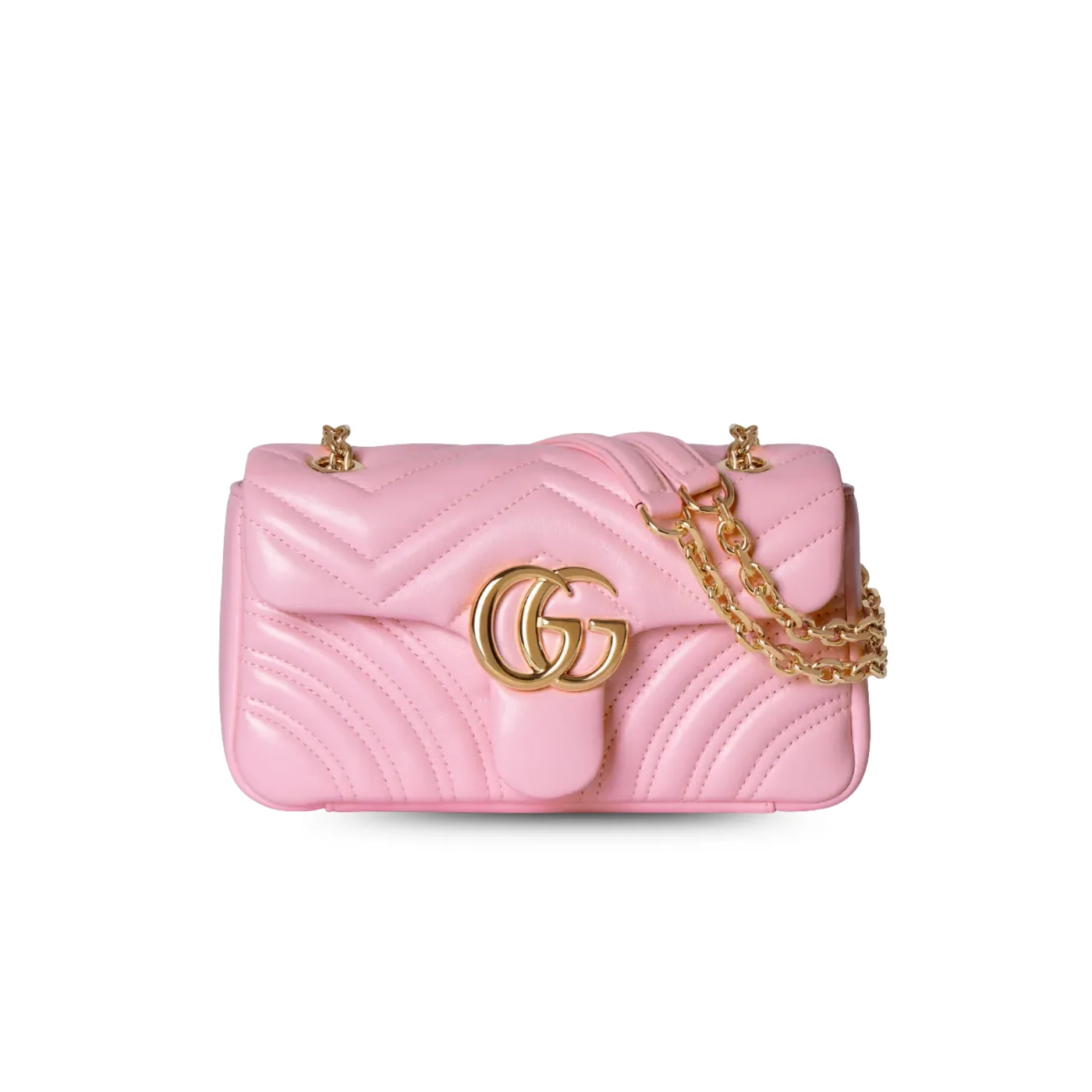 Gucci Marmont Small Shoulder Bag in Light Pink Gold Hardware
