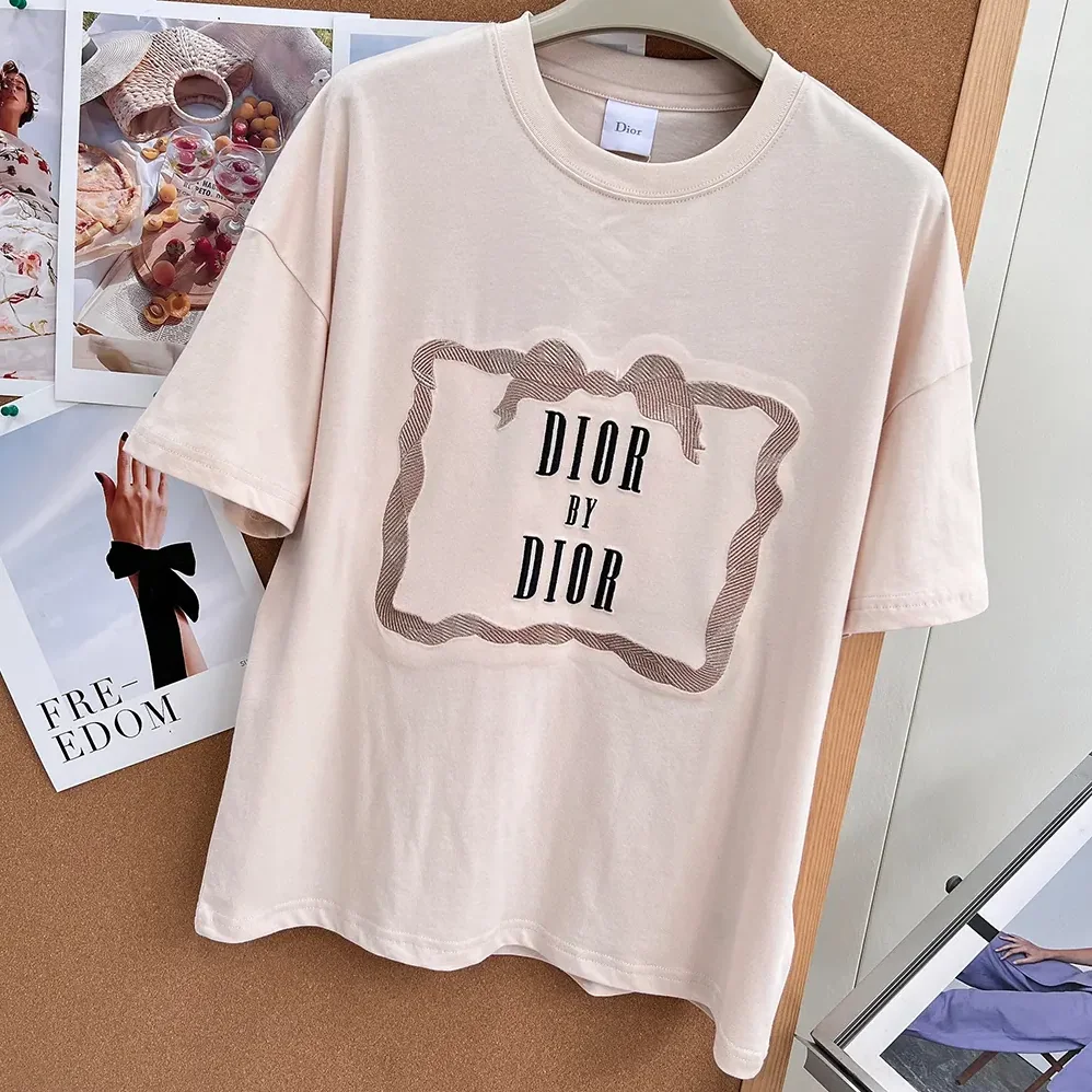 Dior Oversized Embroidered Book Cover T for Women in Shirt Pink Cotton Jersey