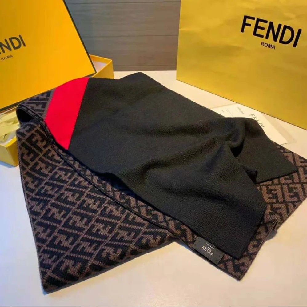 Fendi Multicolor Wool Scarf for Women in Red