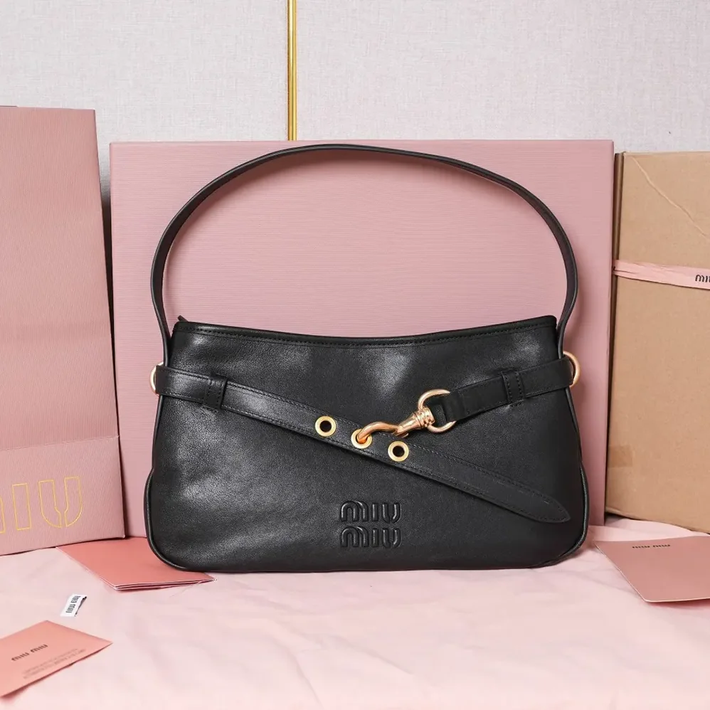 Miu Miu Aventure Nappa Leather Bag for Women in Black Miu Miu Aventure Nappa Leather Bag for Women in Black
