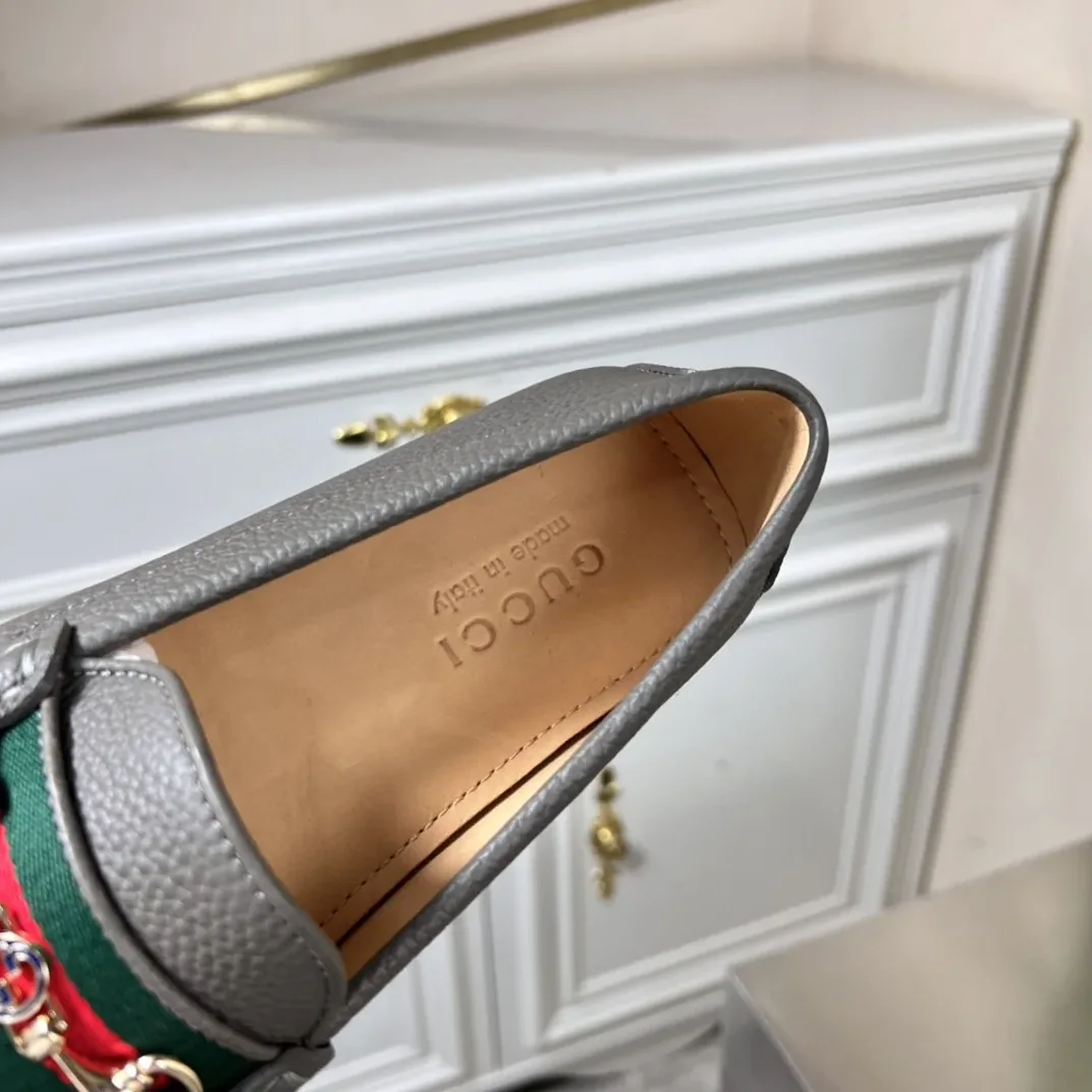 Gucci Loafers With Web Details Dark Gray for Men
