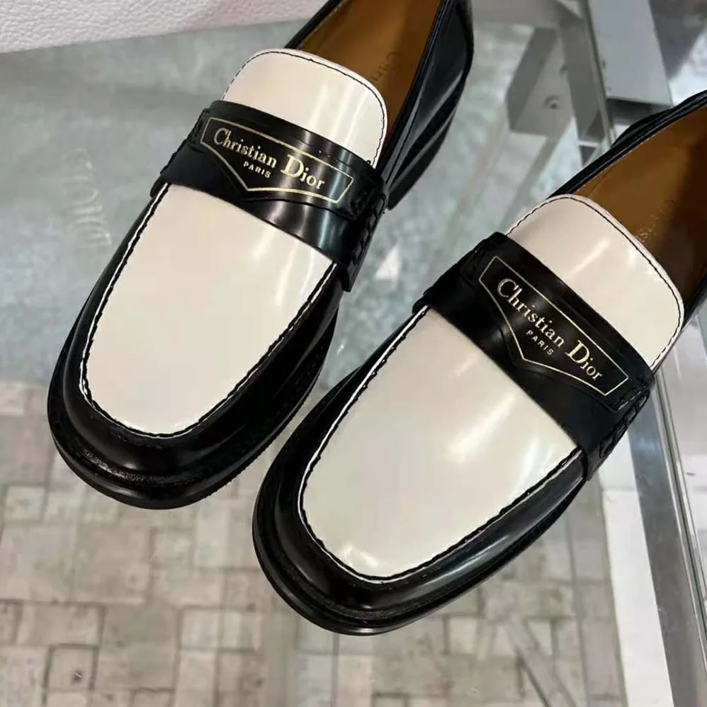 Dior Boy Loafer Black and White Brushed Calfskin for Women