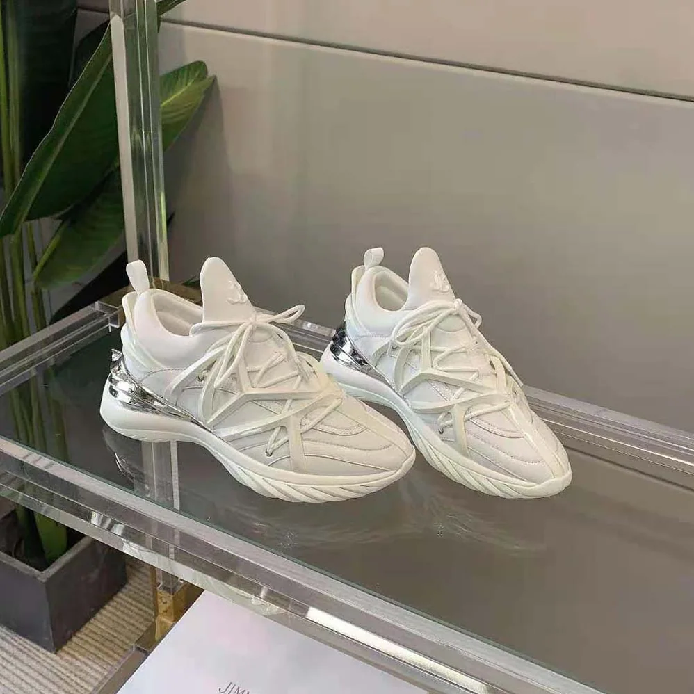 Jimmy Choo Cosmos/F White and Silver Leather and Neoprene Low for Women in Top Trainers Jimmy Choo Cosmos/F White and Silver Leather and Neoprene Low for Women in Top Trainers