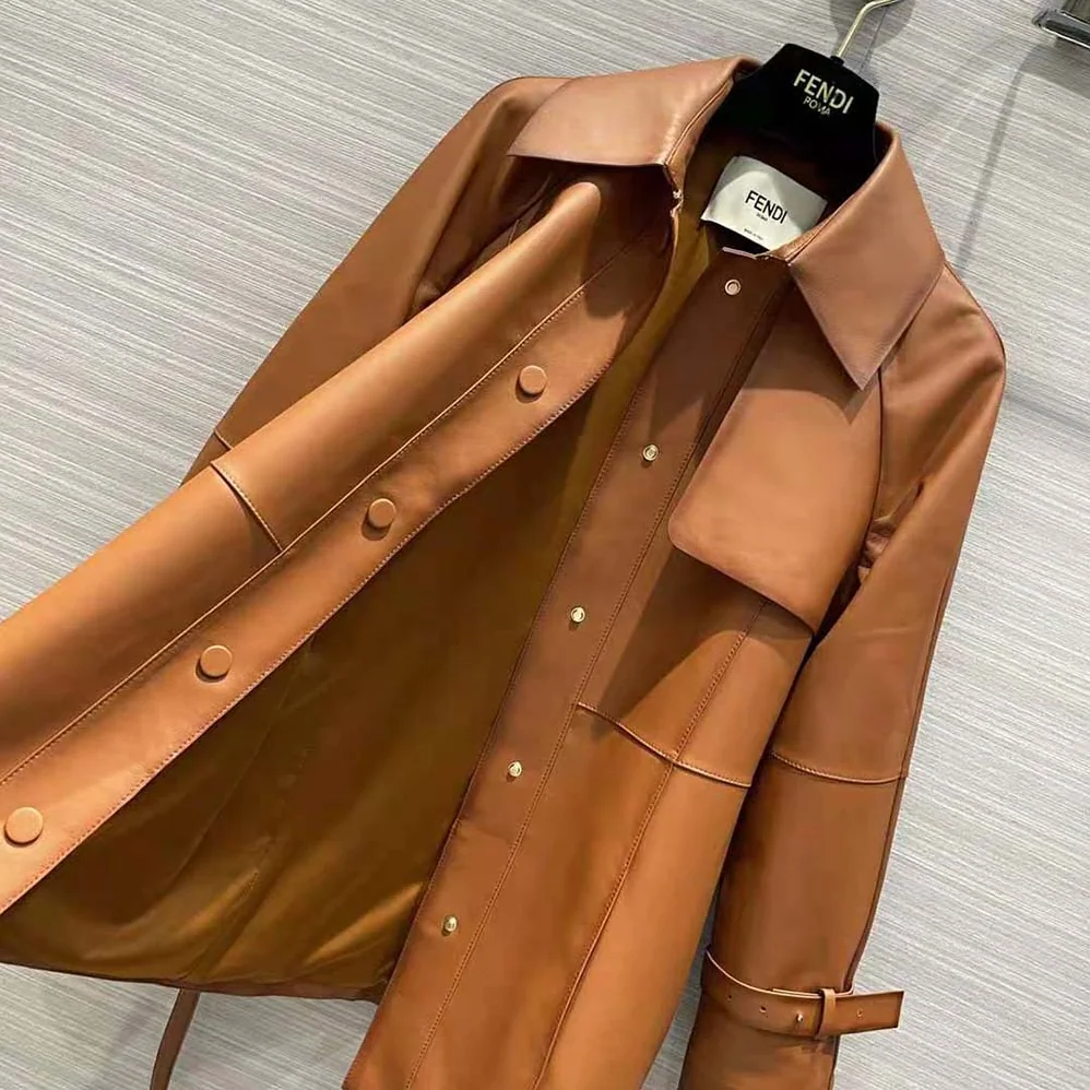 Fendi Shaded for Women in Effect Tan Leather Jacket Fendi Shaded for Women in Effect Tan Leather Jacket