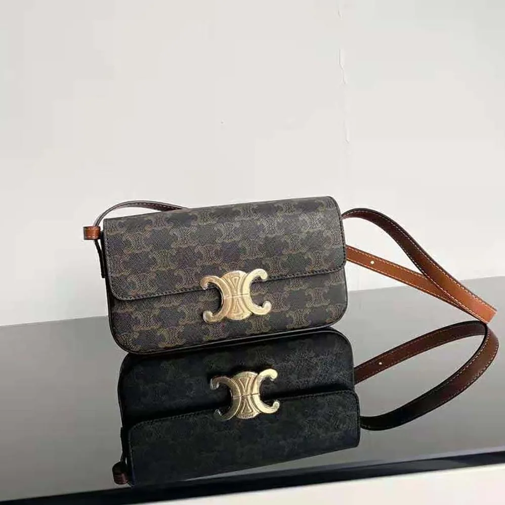 Celine Triomphe Shoulder Bag in Triomphe Canvas and Calfksin for Women Celine Triomphe Shoulder Bag in Triomphe Canvas and Calfksin for Women