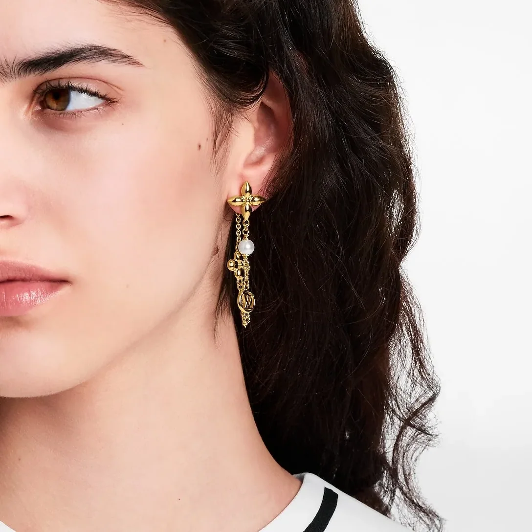 Louis Vuitton Pearl Constellations Earrings White Gold Hardware