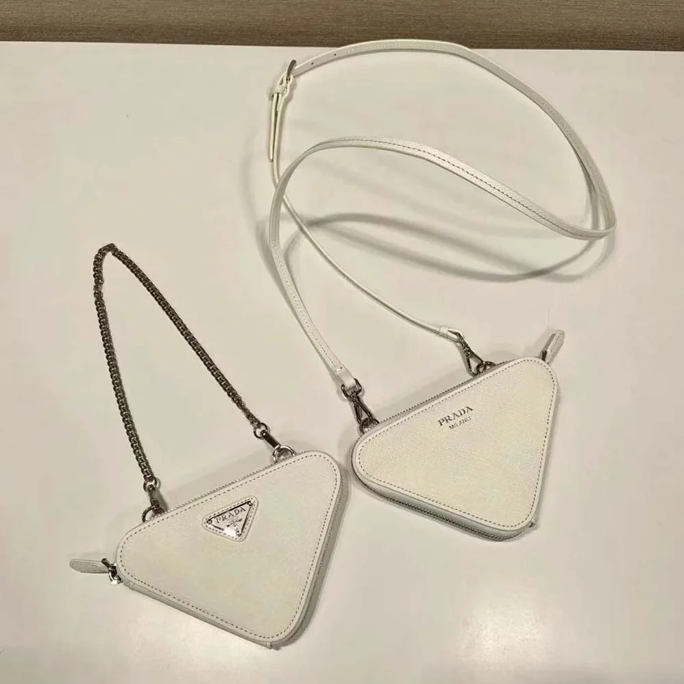 Prada Saffiano Leather Mini Pouch for Unisex in White Prada Saffiano Leather Mini Pouch for Unisex in White