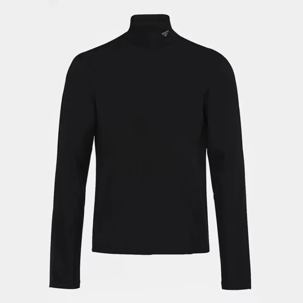 Prada Tech Jersey Mock for Men in Neck Sweater