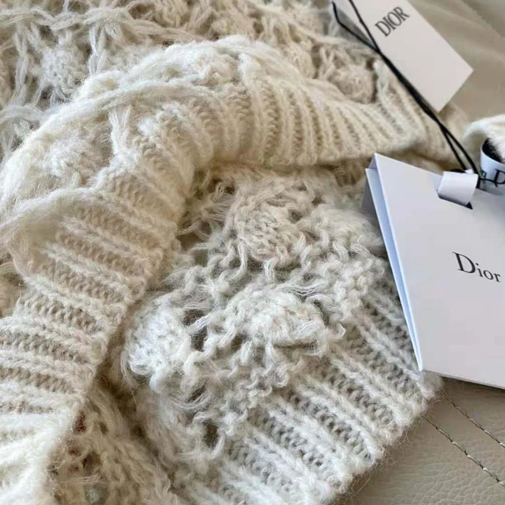 Dior Twin-Set Ecru Cashmere Silk and Mohair Knit for Women