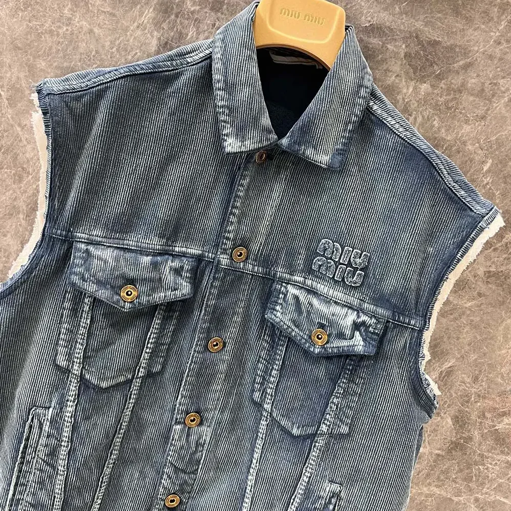 Miu Miu Washed Corduroy Vest for Women Miu Miu Washed Corduroy Vest for Women
