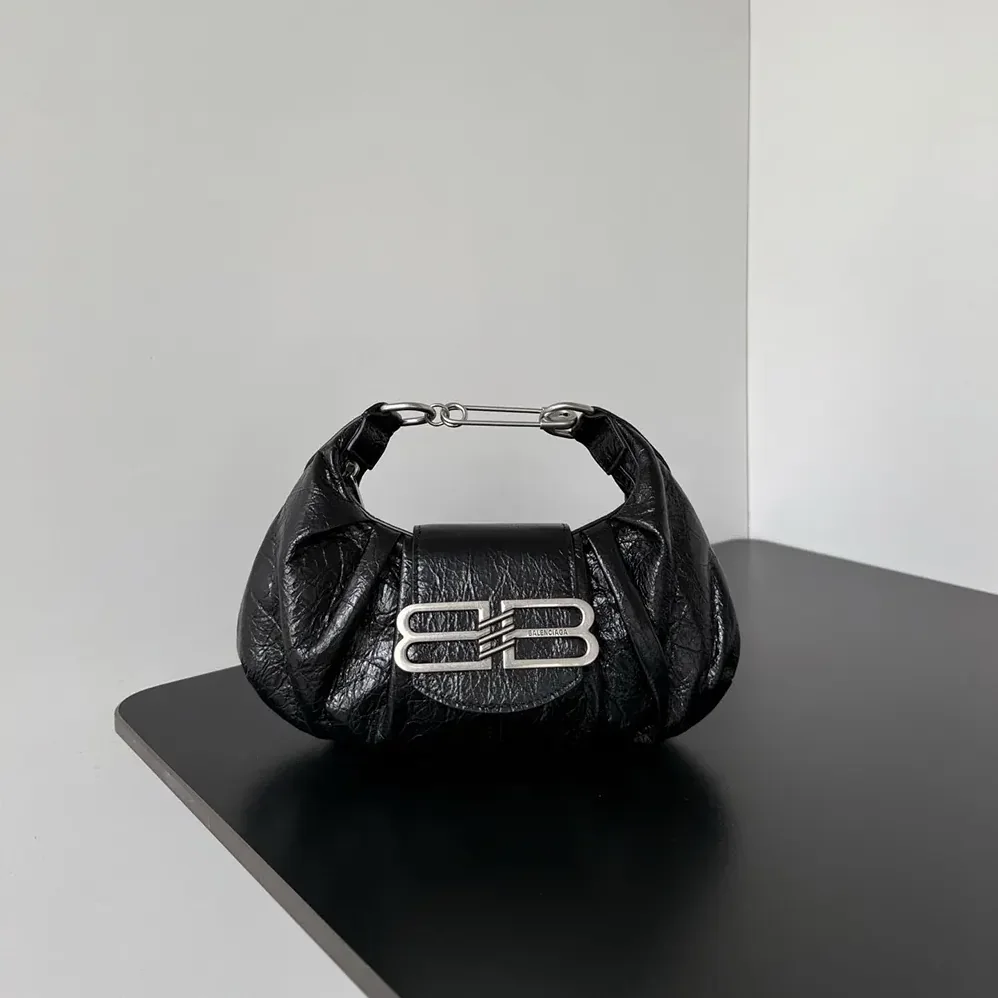Balenciaga Pamela Shoulder Bag Small in Black Arena Lambskin for Women