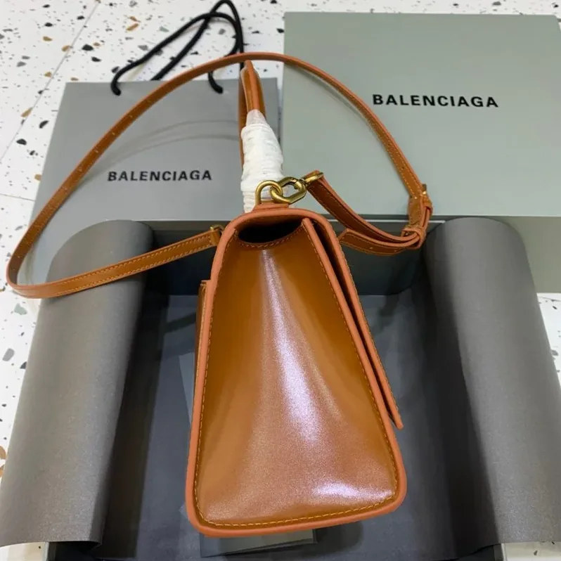 Balenciaga Hourglass Small Handbag In Brown