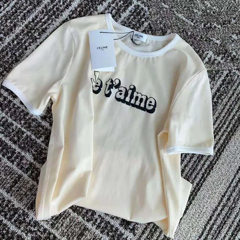 Celine Je T aime Cotton Jersey T-shirt for Women in Yellow
