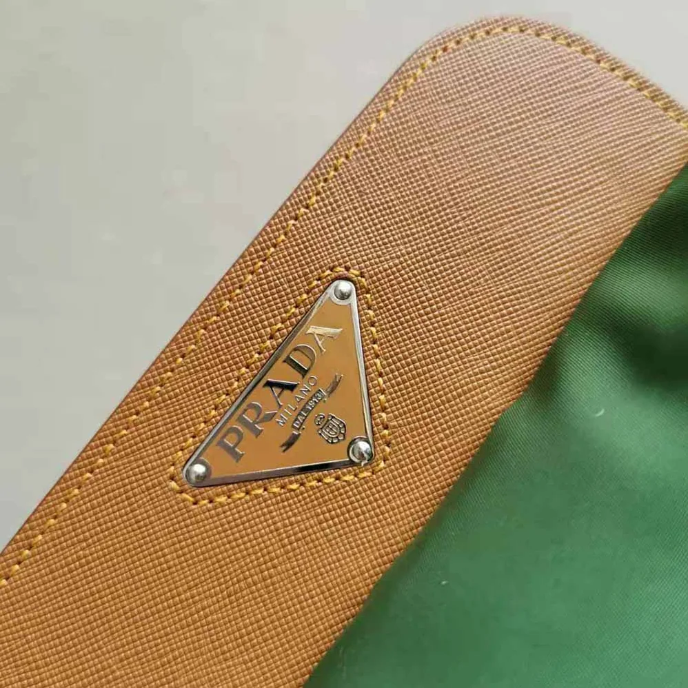 Prada Nylon and Saffiano Leather Backpack for Women in Green